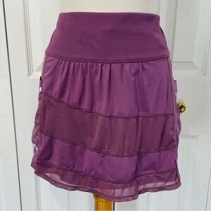 Lucky in Love Plum Tiered Skater Skirt Skort